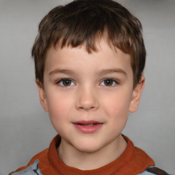 Neutral white child male with short  brown hair and brown eyes