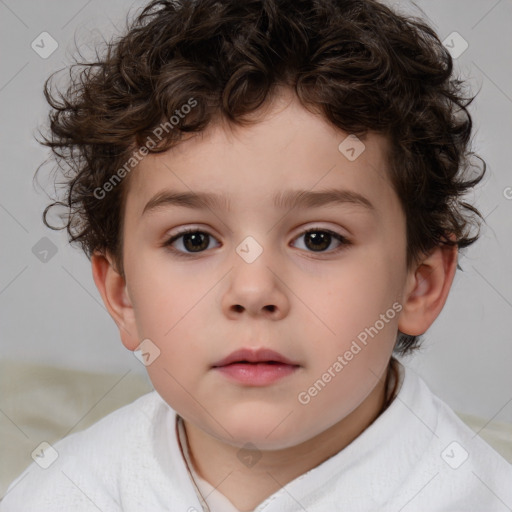 Neutral white child male with short  brown hair and brown eyes