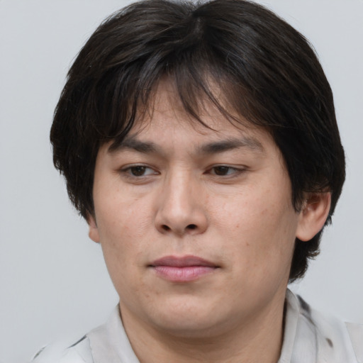 Neutral white young-adult male with medium  brown hair and brown eyes