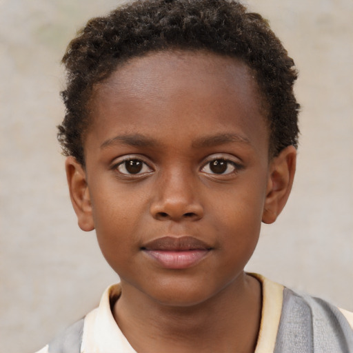 Neutral black child female with short  brown hair and brown eyes