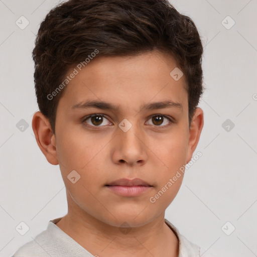 Neutral white child male with short  brown hair and brown eyes