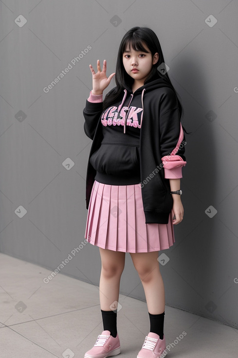 South korean teenager girl with  black hair