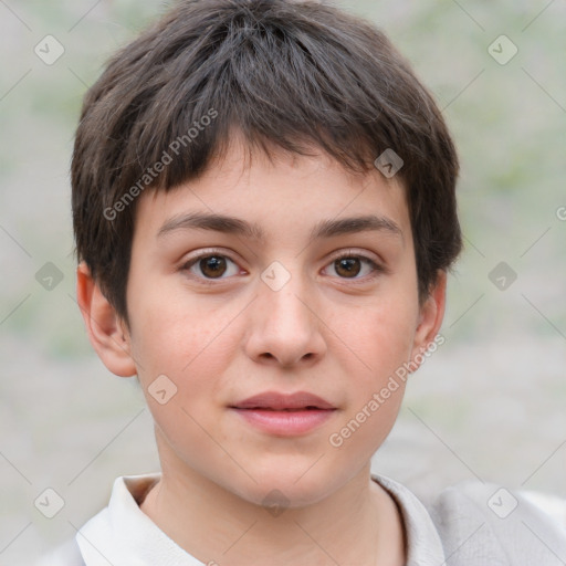 Neutral white child male with short  brown hair and brown eyes