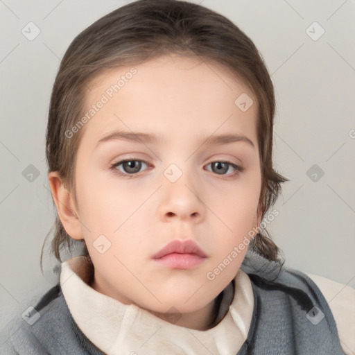 Neutral white child female with medium  brown hair and brown eyes