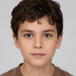 Neutral white child male with short  brown hair and brown eyes