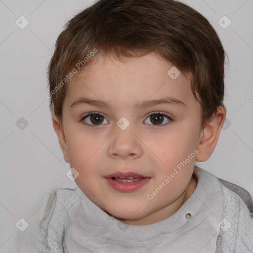 Neutral white child female with short  brown hair and brown eyes