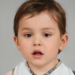 Neutral white child male with short  brown hair and brown eyes