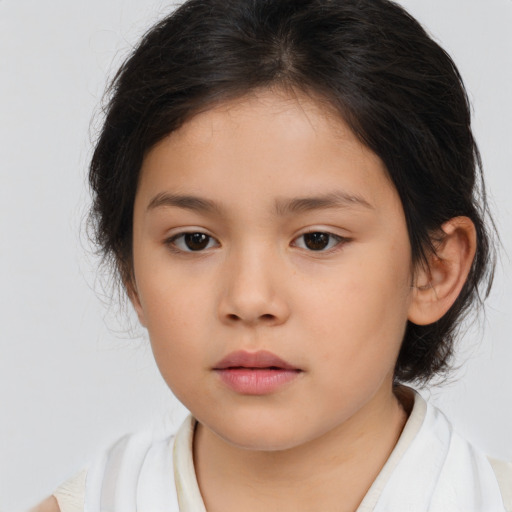 Neutral asian child female with medium  brown hair and brown eyes