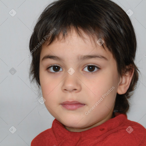 Neutral white child female with medium  brown hair and brown eyes