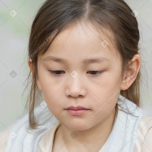 Neutral white child female with medium  brown hair and brown eyes