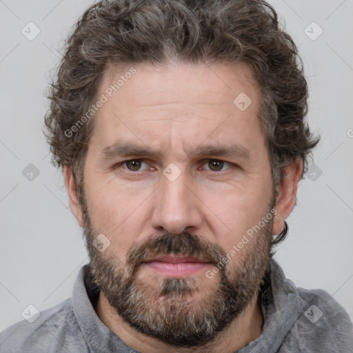 Neutral white adult male with short  brown hair and brown eyes