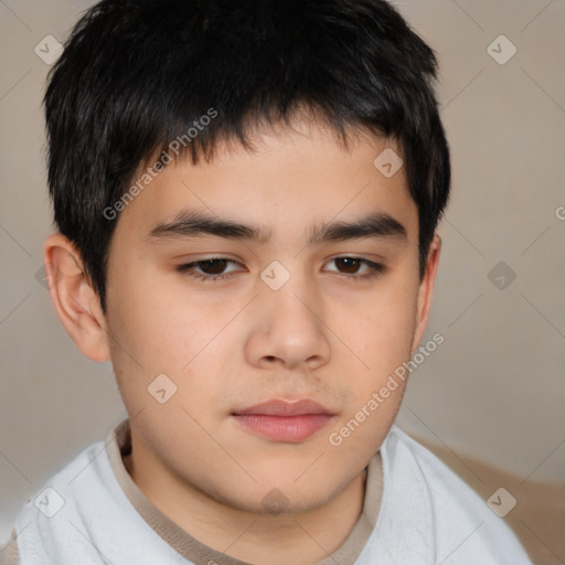 Neutral asian young-adult male with short  brown hair and brown eyes
