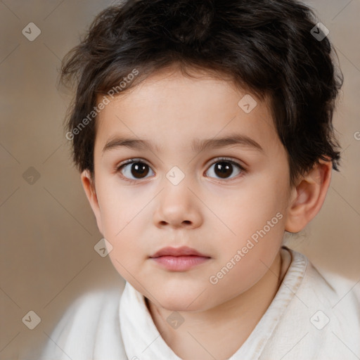 Neutral white child male with short  brown hair and brown eyes