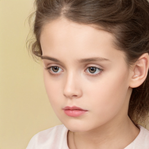 Neutral white child female with medium  brown hair and brown eyes