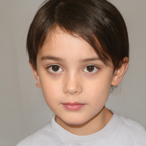 Neutral white child female with medium  brown hair and brown eyes