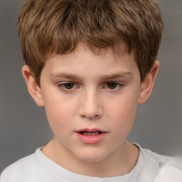 Neutral white child male with short  brown hair and brown eyes