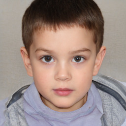 Neutral white child male with short  brown hair and brown eyes