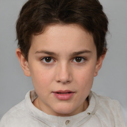 Neutral white young-adult female with short  brown hair and brown eyes