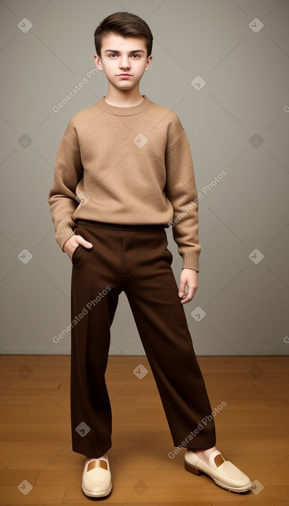 Romanian teenager boy with  brown hair