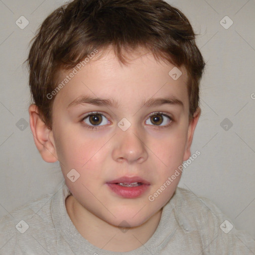 Neutral white child male with short  brown hair and brown eyes