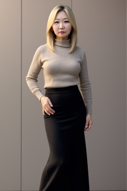 South korean middle-aged female with  blonde hair