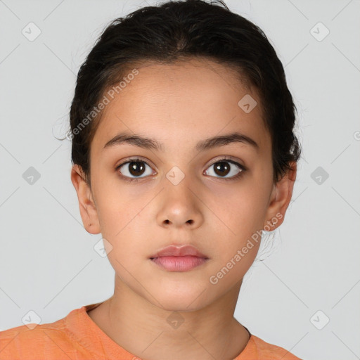 Neutral white young-adult female with short  brown hair and brown eyes