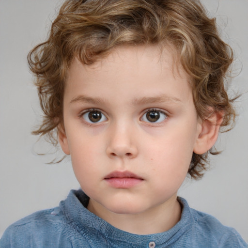 Neutral white child male with short  brown hair and brown eyes