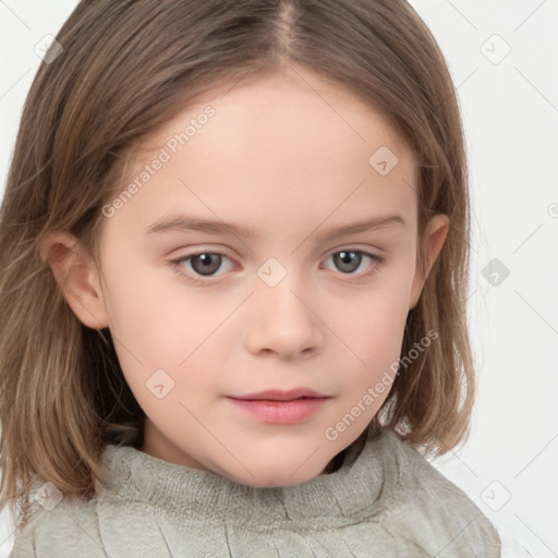 Neutral white child female with medium  brown hair and brown eyes