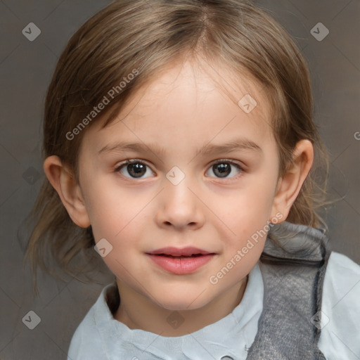 Neutral white child female with medium  brown hair and brown eyes