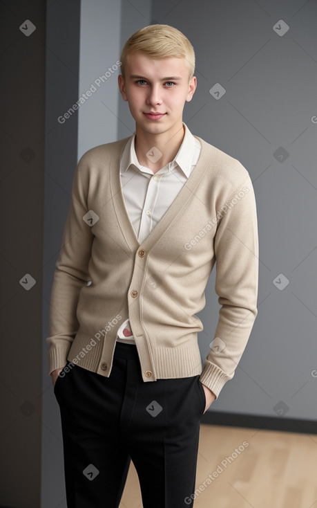 Belarusian young adult male with  blonde hair