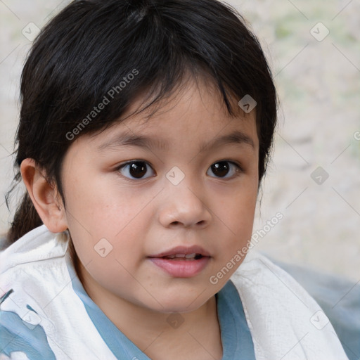 Neutral white child female with medium  brown hair and brown eyes