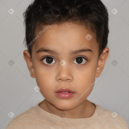 Neutral white child female with short  brown hair and brown eyes