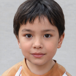 Neutral white child female with short  brown hair and brown eyes