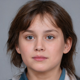 Neutral white child female with medium  brown hair and brown eyes