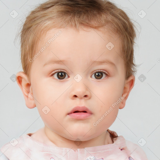 Neutral white child female with short  brown hair and brown eyes