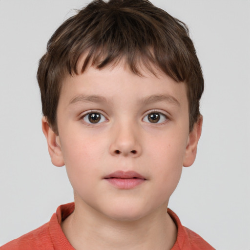 Neutral white child male with short  brown hair and brown eyes