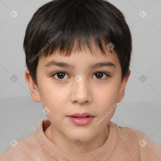 Neutral white child male with short  brown hair and brown eyes