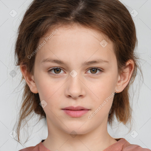 Neutral white child female with medium  brown hair and brown eyes