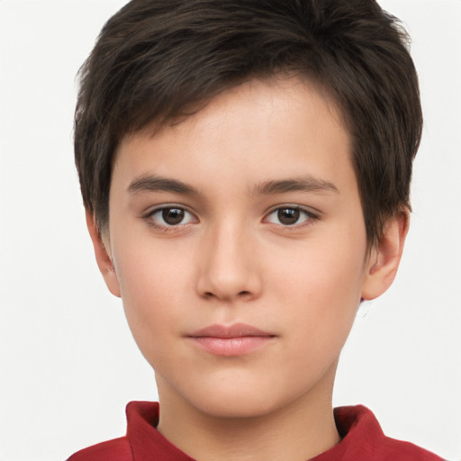 Neutral white child male with short  brown hair and brown eyes