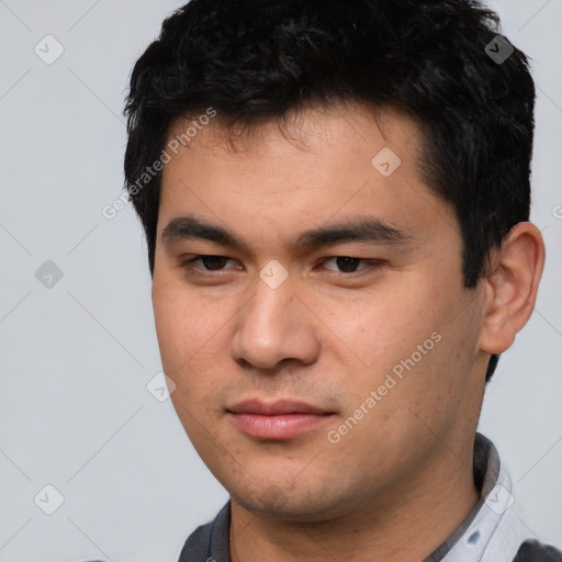 Neutral asian young-adult male with short  brown hair and brown eyes