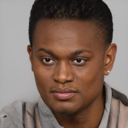 Neutral black young-adult male with short  brown hair and brown eyes
