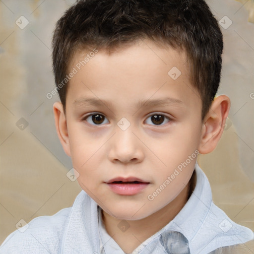 Neutral white child male with short  brown hair and brown eyes