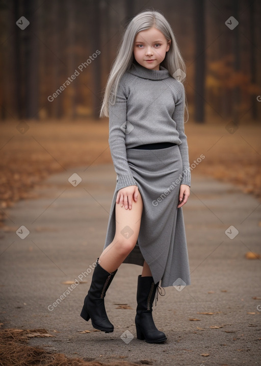 Latvian child girl with  gray hair