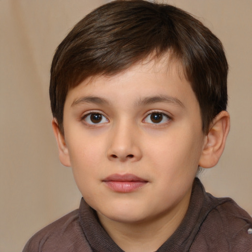 Neutral white child male with short  brown hair and brown eyes