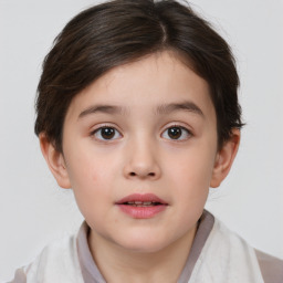 Neutral white child female with short  brown hair and brown eyes