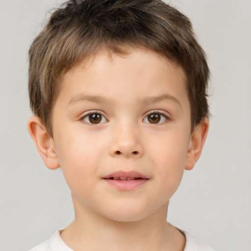 Neutral white child male with short  brown hair and brown eyes