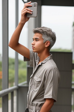 Teenager boy with  gray hair