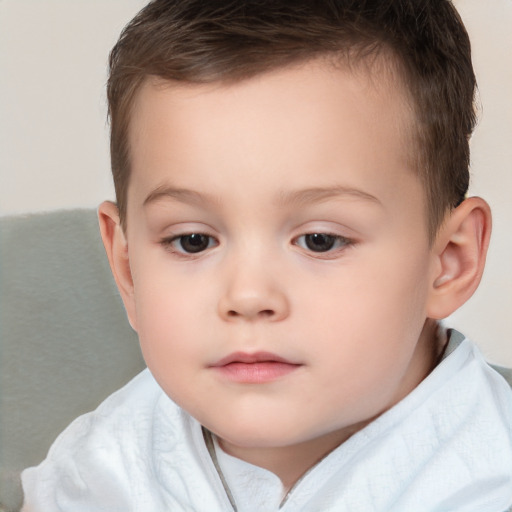 Neutral white child male with short  brown hair and brown eyes