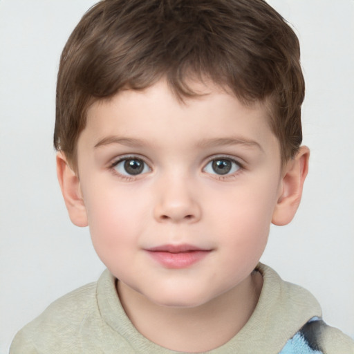 Neutral white child male with short  brown hair and brown eyes