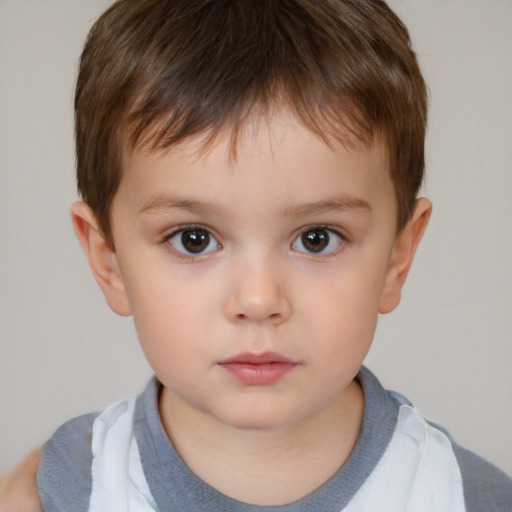 Neutral white child male with short  brown hair and brown eyes